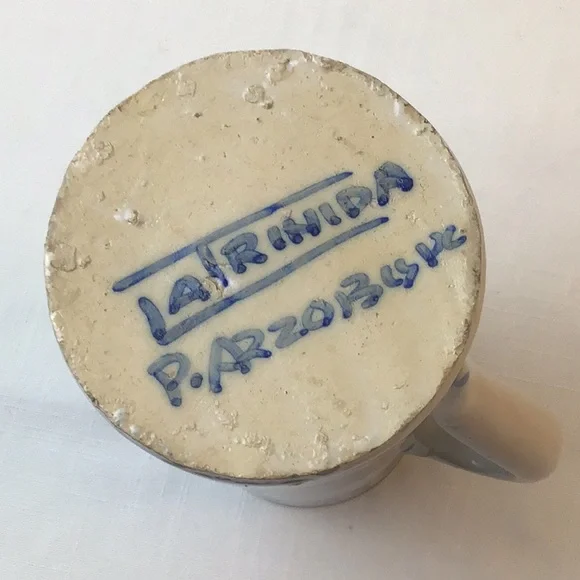 Glazed Earthenware Jug, Blue and White. - Picture 4 of 6